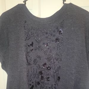 Anne Klein Gray Embellished Blouse